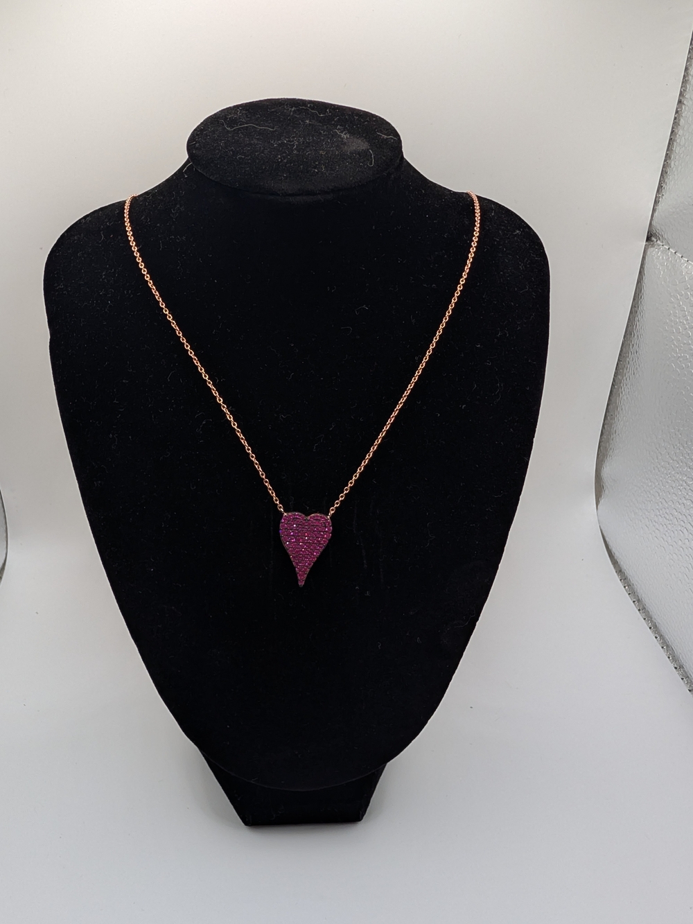 Diamonique x Jennifer Miller Rose Gold Pavé Heart Necklace Sterling Silver
